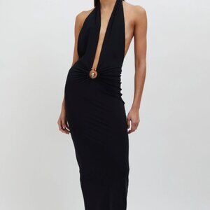 NWT CHRISTOPHER ESBER PIECED ORBIT HALTER DRESS